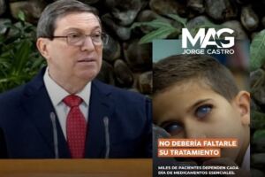 En la foto, Bruno Rodríguez y el niño ciego de la campaña
